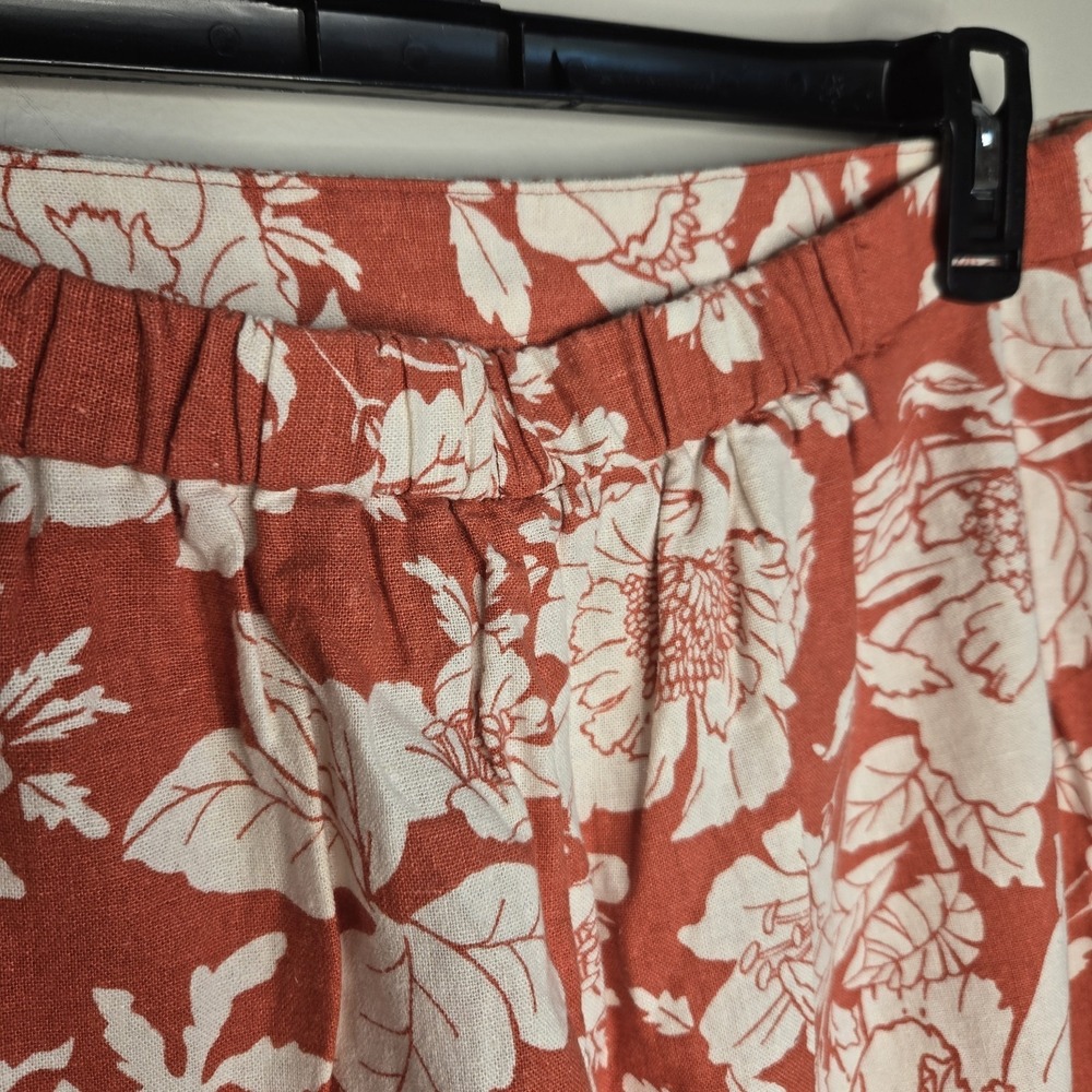 Old Navy Linen Blend Column Small Medium Orange Floral Tank Maxi Skirt Slit Set - Picture 10 of 15